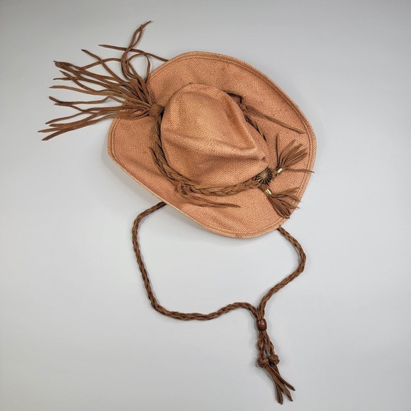SHADY BRADY Authentic Straw Cowgirl/boy Hat with Chin/Stampede Strings (Size S) - Picture 2 of 7